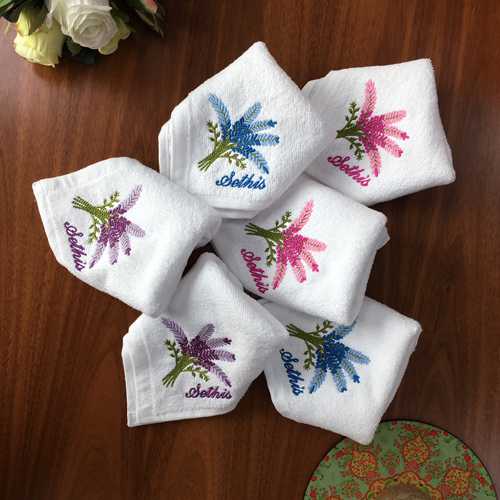Customized name embroidery work on face and hand towels