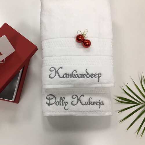 Customized name embroidery work on face  hand and bath towels