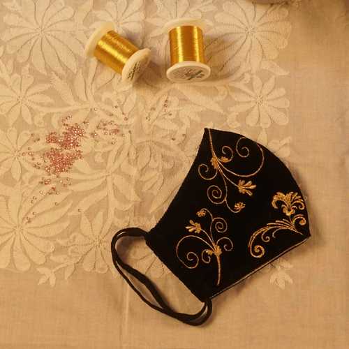 Customized colorful embroidery work on face mask