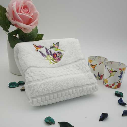 Customized embroidery floral work on face  hand and bath towel