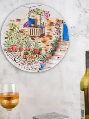 kolorobia serene backyard hand painted decorative plate