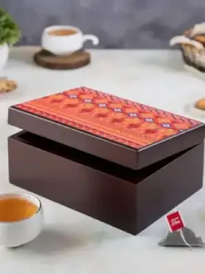 orangedazzling ikat tea chest