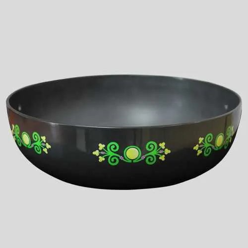  cold enameling and colored pad printing on fry pan 